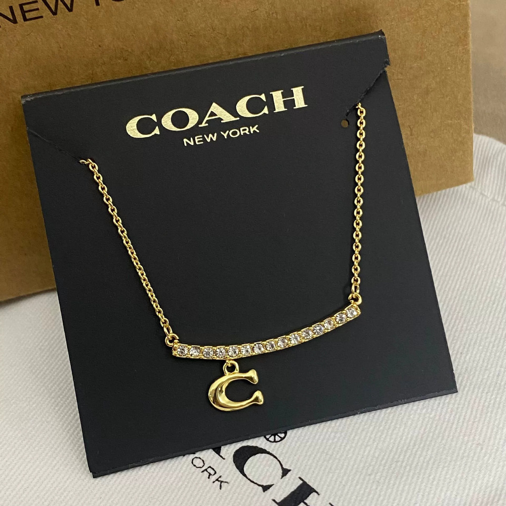 Coach Rhinestone Letter Pendant Necklace